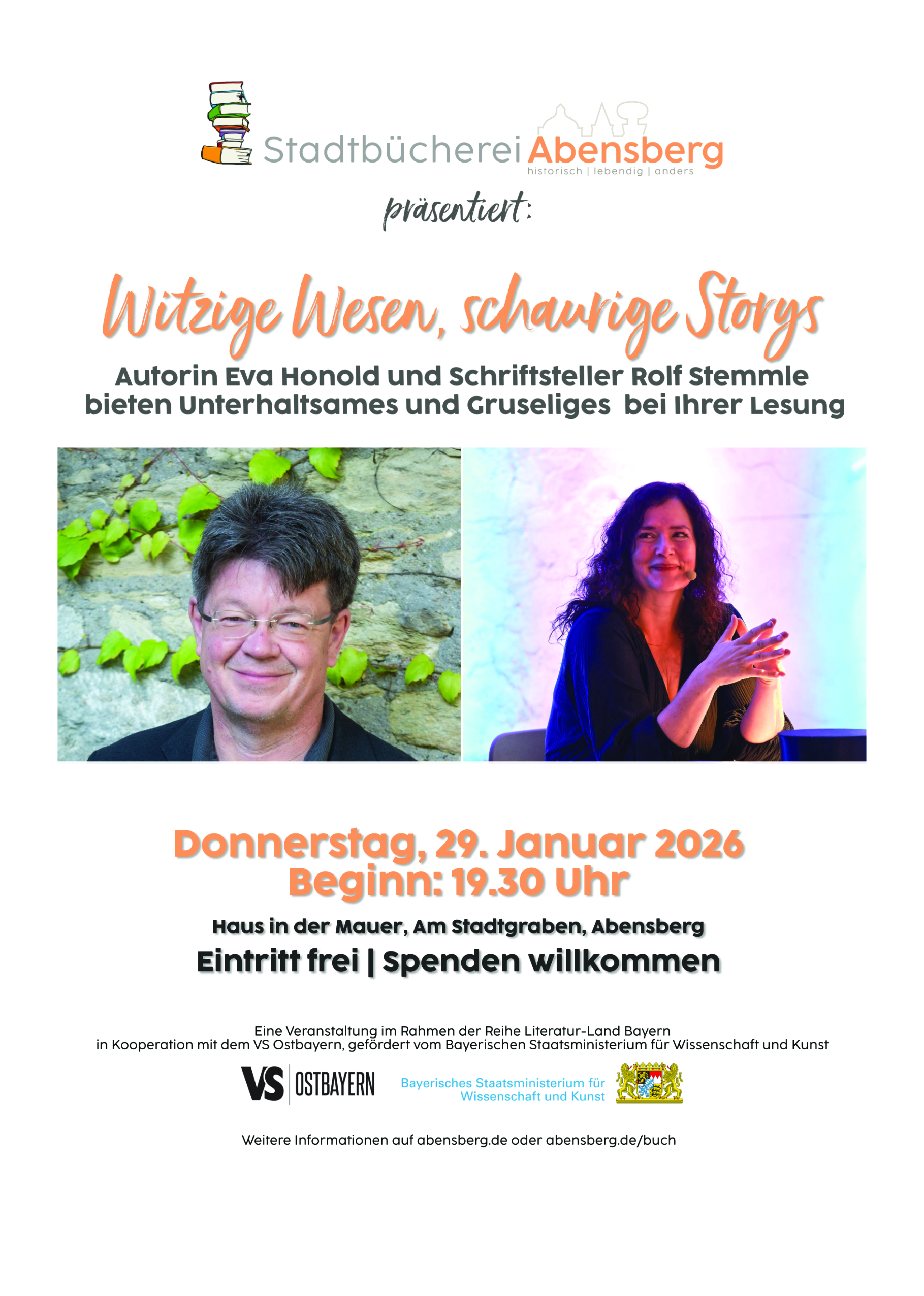 Haus in der Mauer Lesung Abensberg 29. Januar VS Ostbayern VHS Abensberg