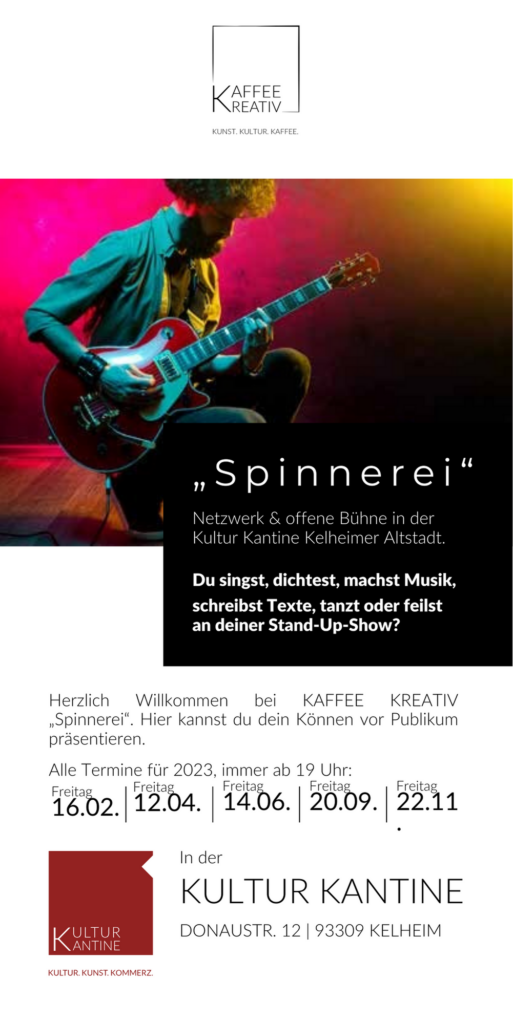 SPINNEREI offene Bühne in Kelheim Anmeldung für Musiker:innen möglich