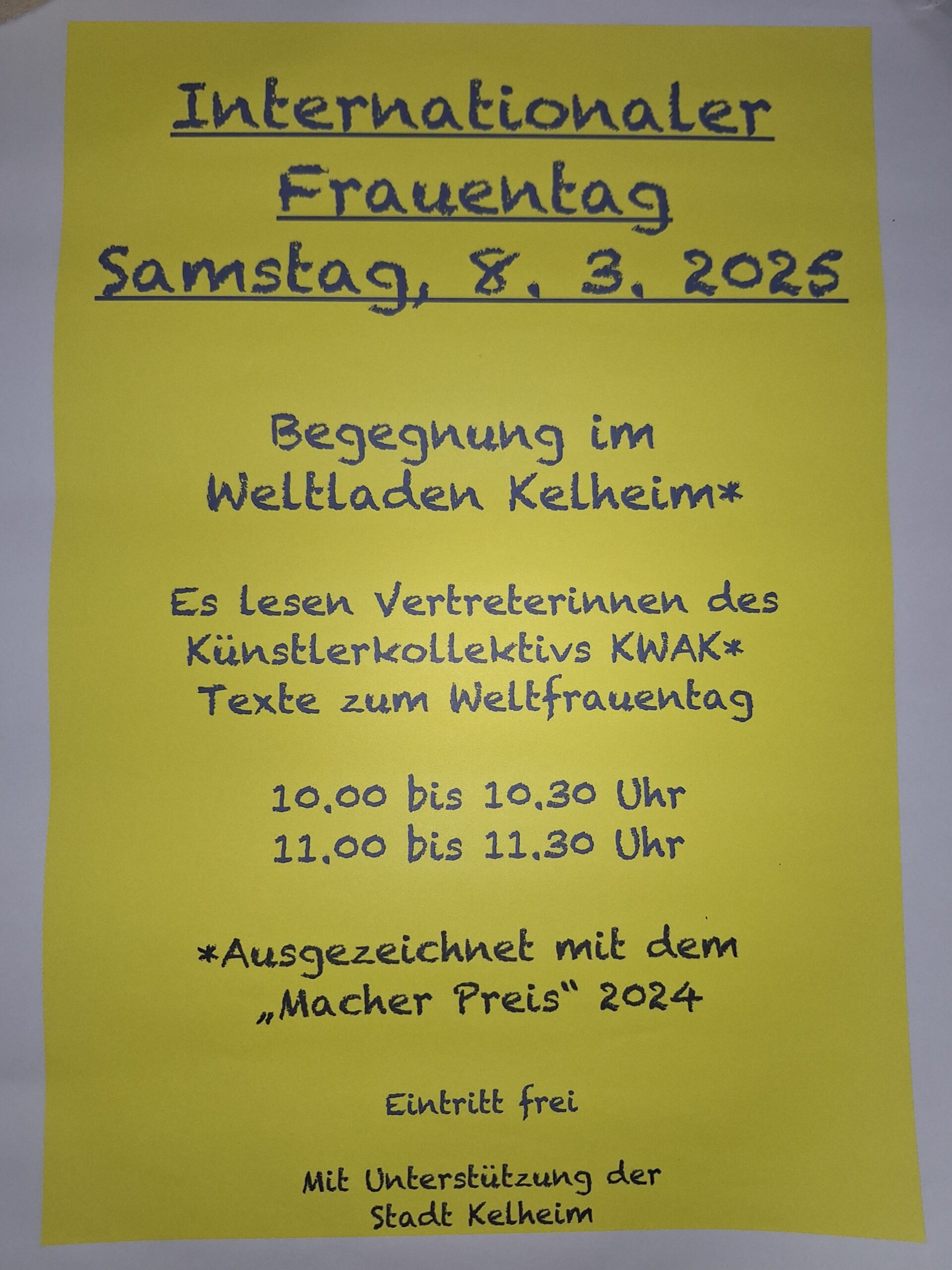 EINEWELTLADEN WELTFRAUENTAG LESUNG KELHEIM