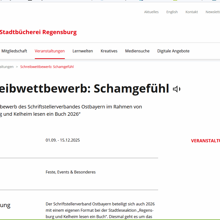 Schreibwettbewerb Schamgefühl VS Ostbayern